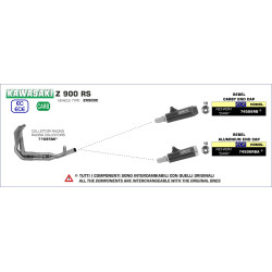 Silencieux Arrow Rebel Black embout noir, Kawasaki Z900RS