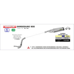 Silencieux Arrow Thunder aluminium noir embout carbone Aprilia 900 Dorsoduro 2017-19