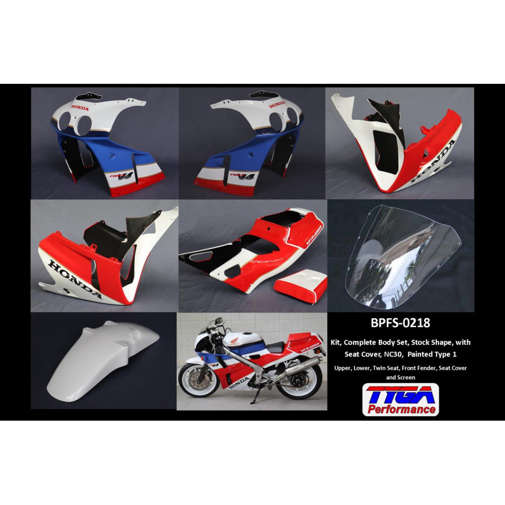 Kit carénages complet type origine NC30 bi-place + capot de selle Honda 400 VFR NC30