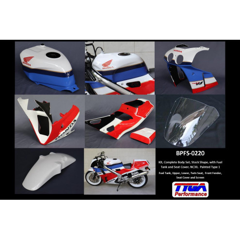 Kit carénages complet type origine NC30 bi-place + capot de selle + réservoir Honda 400 VFR NC30