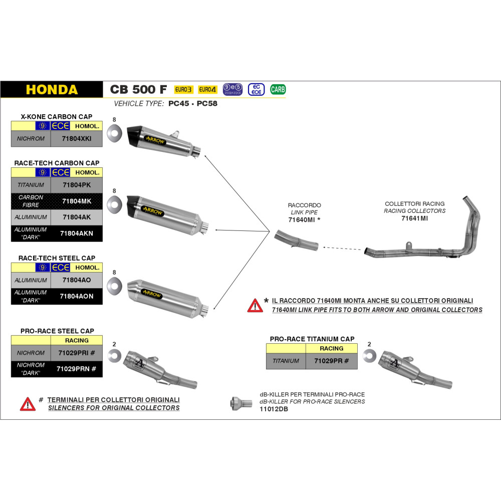Db Killer Amovible Moto Système D'échappement Aramox Fibre De Carbone Pour CBR500R CB500F CB500X 2013-2015 - Silencieux Et Tuyau Intermédiaire Amg Exhaust