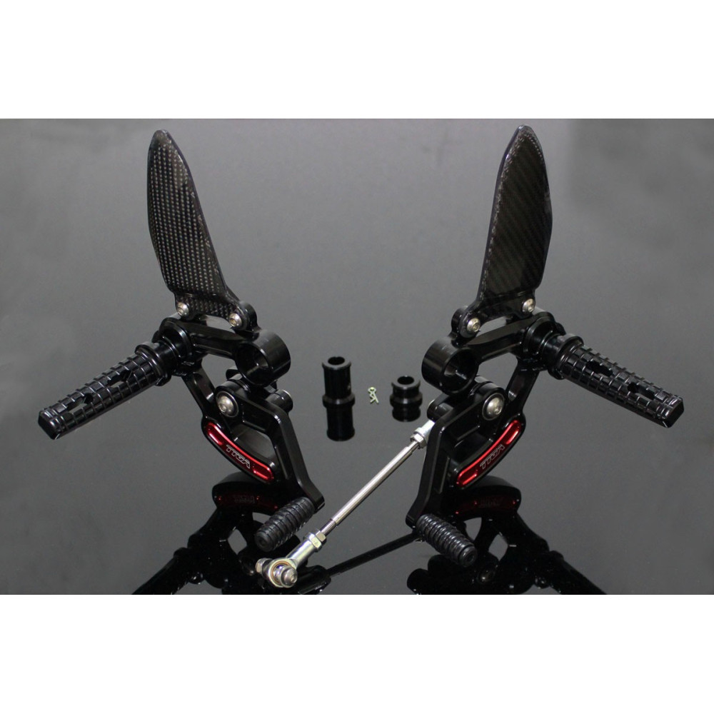 Kit commandes reculées course ajustables, noir/rouge Honda 125 MSX Grom