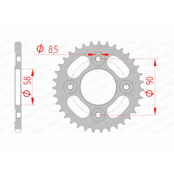 Couronne AFAM acier standard 10117 - 420 taille 34 Honda 125 MSX