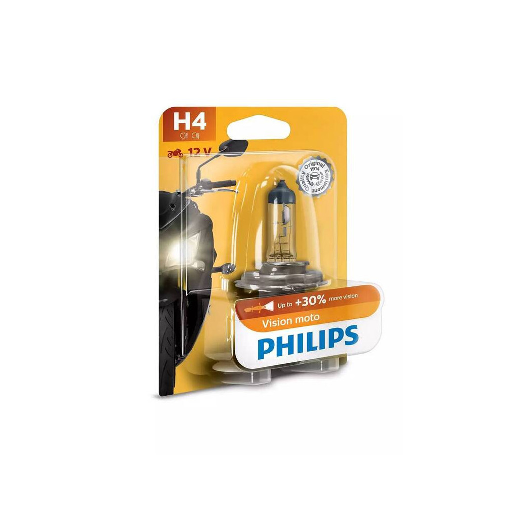 Ampoule PHILIPS H4 Vision Moto 12V/60/55W - x1 Ampoule PHILIPS H4 Vision Moto 12V/60/55W - x1