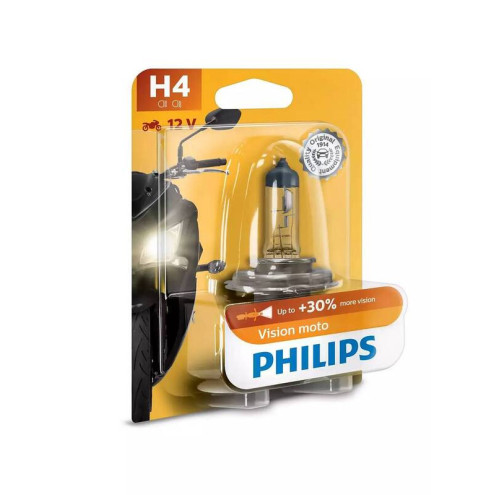 Ampoule PHILIPS H4 Vision Moto 12V/60/55W - x1 Ampoule PHILIPS H4 Vision Moto 12V/60/55W - x1