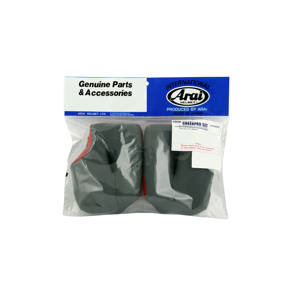 Mousses de joues ARAI Dry-Cool gris/rouge 25mm (épaisseur standard S-L-XL) pour casque MX-V