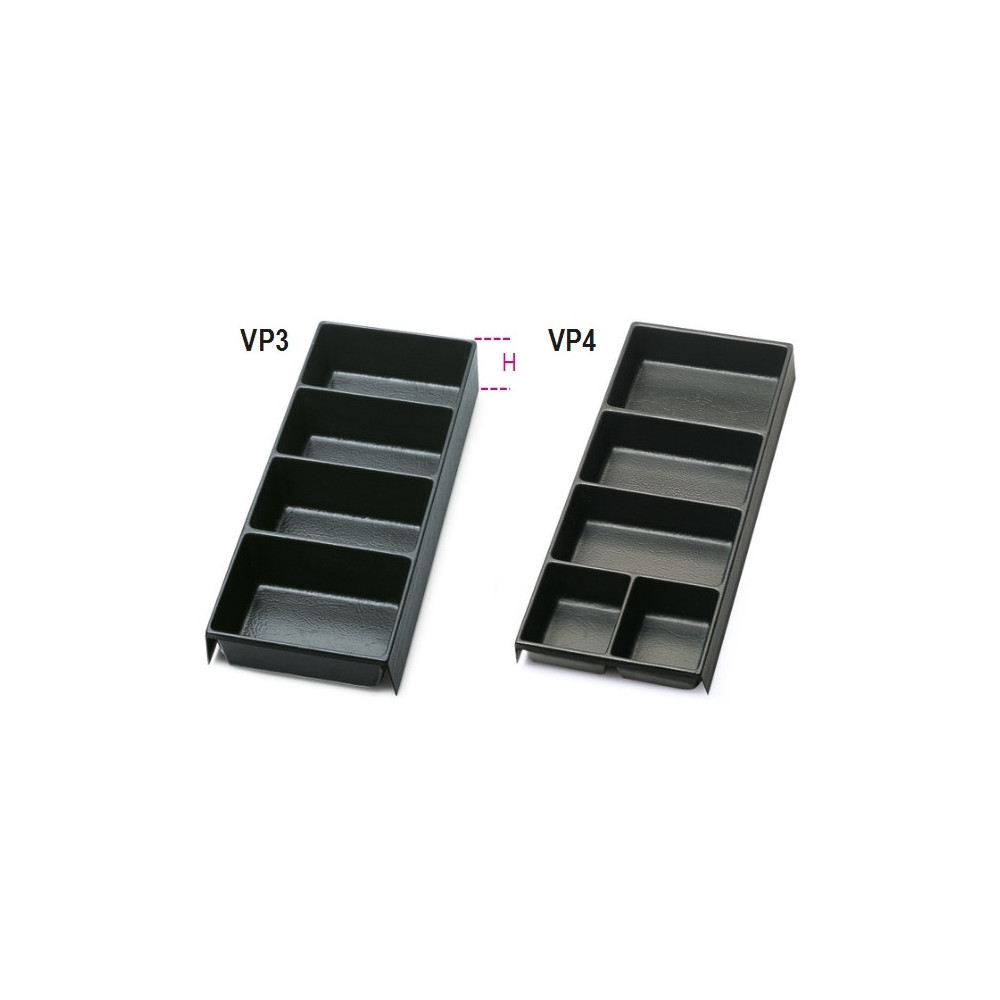 Bacs de rangement compartimentés BETA plastique pour servantes/coffres/chariots