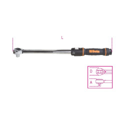 Clé dynamométrique à déclanchement BETA 5-25Nm 1/4'' avec cliquet réversible pour serrage à droite/précision ± 3%/2 piè