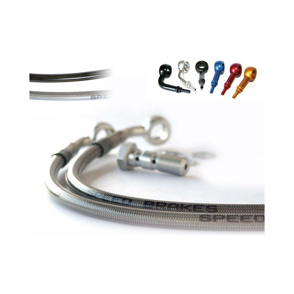 Durite de frein arrière renforcé carbone / raccord argent - Yamaha MT-07 2014-20