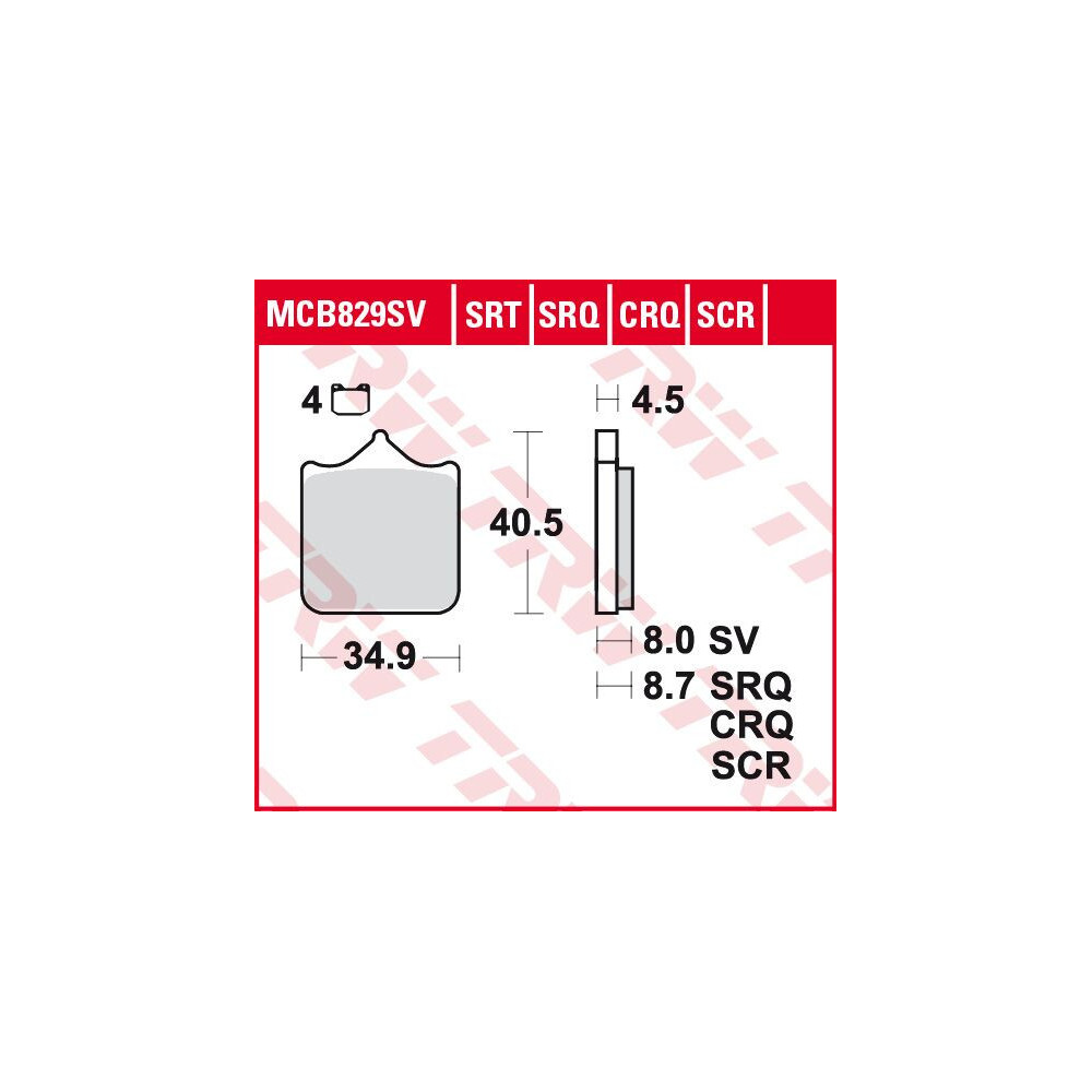 Plaquettes de frein métal fritté TRW série SRT