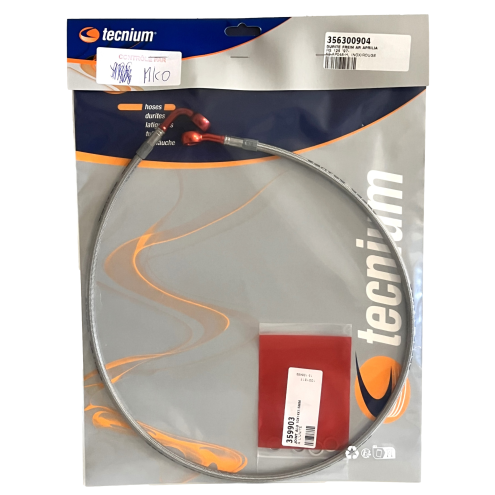 Durite de frein arrière renforcé, gaine inox et raccord rouge Aprilia 125 RS