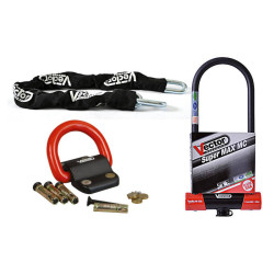 Kit antivol VECTOR - chaîne 1,30m + antivol U Super MAX MC XXXL + Fixation Compac Blok VECTOR 1 - AVSmoto Racing Parts 