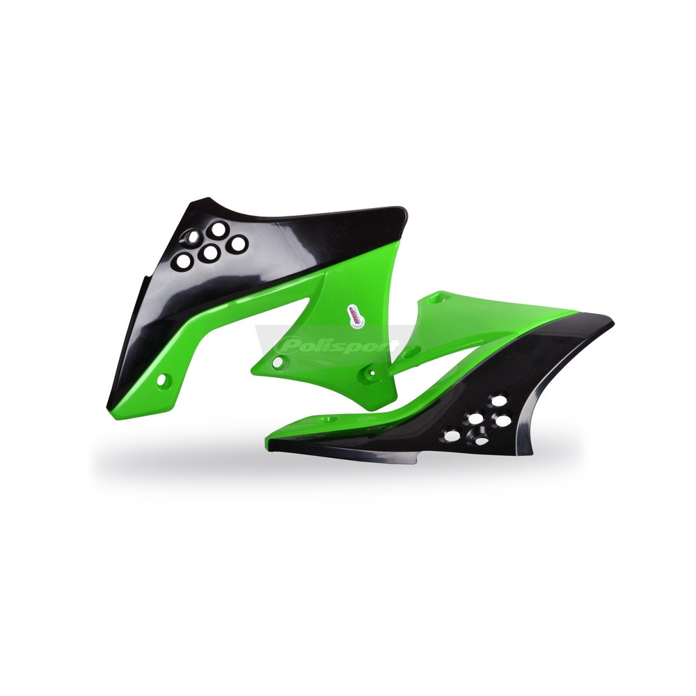 Ouïes de radiateur POLISPORT couleur origine noir/vert Kawasaki KX250F Polisport 1 - AVSmoto Racing Parts 