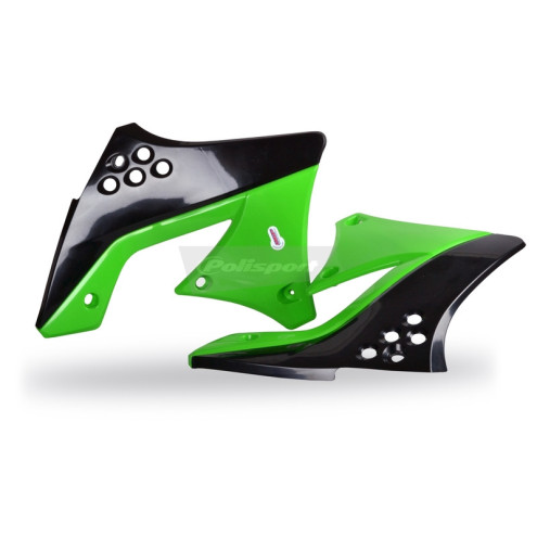 Ouïes de radiateur POLISPORT couleur origine noir/vert Kawasaki KX250F Polisport 1 - AVSmoto Racing Parts 