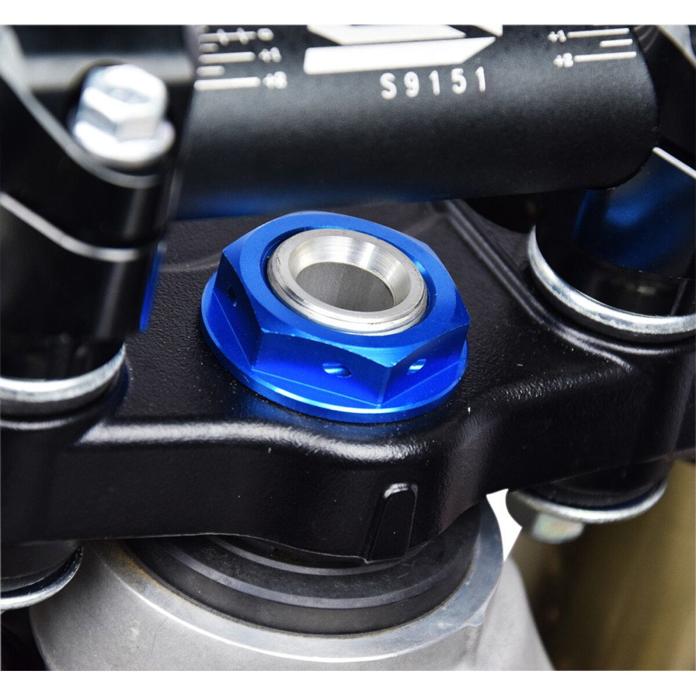 Ecrou de colonne de direction SCAR bleu - Kawasaki KX 250/450 Ecrou de colonne de direction SCAR bleu - Kawasaki KX 250/450