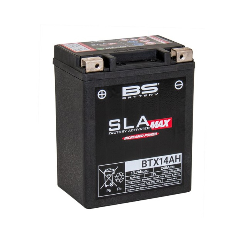 Batterie BS BATTERY SLA Max sans entretien activé usine - BTX14AH MAX FA BS BATTERY 1 - AVSmoto Racing Parts 