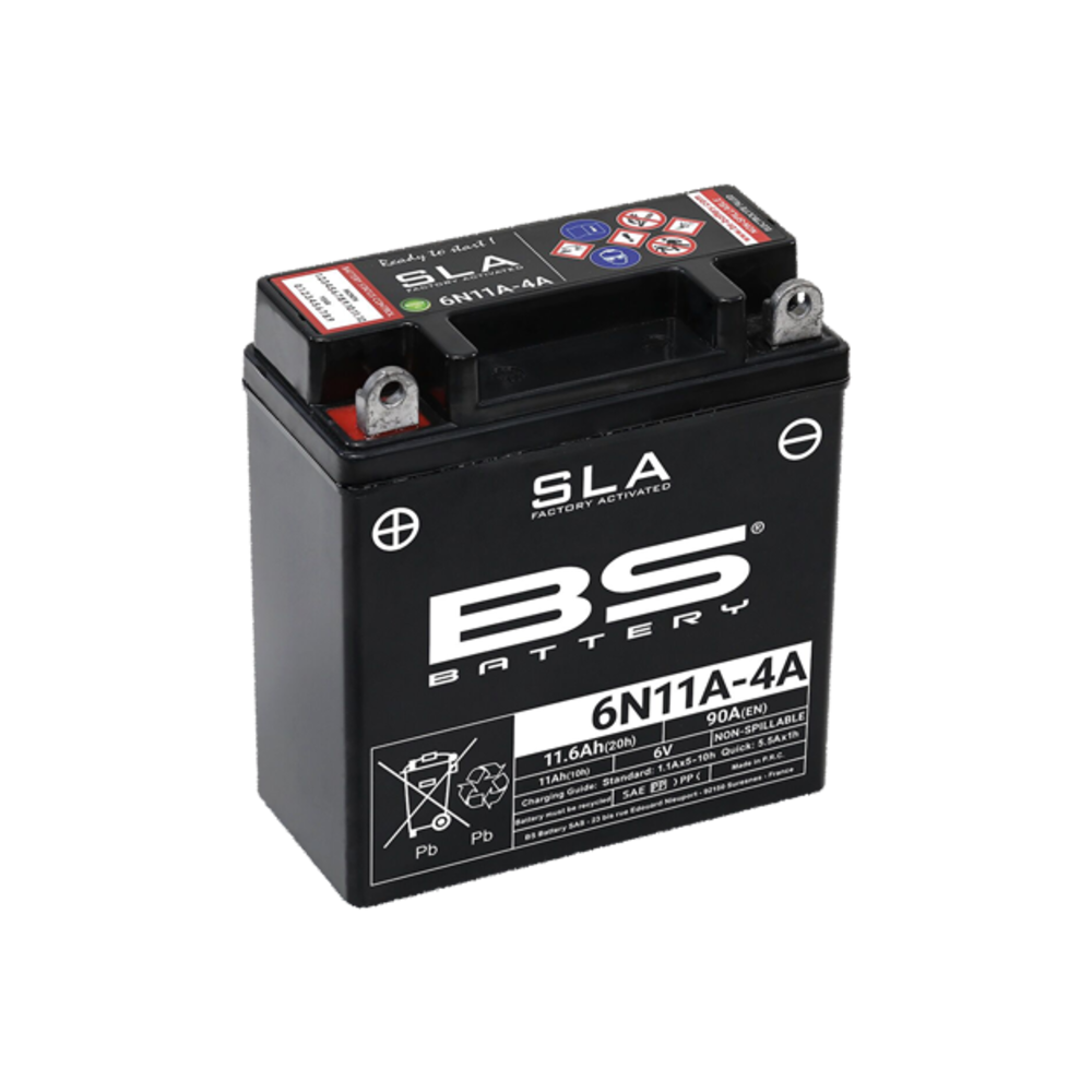 Batterie BS BATTERY SLA sans entretien activé usine - 6N11A-4A BS BATTERY 1 - AVSmoto Racing Parts 