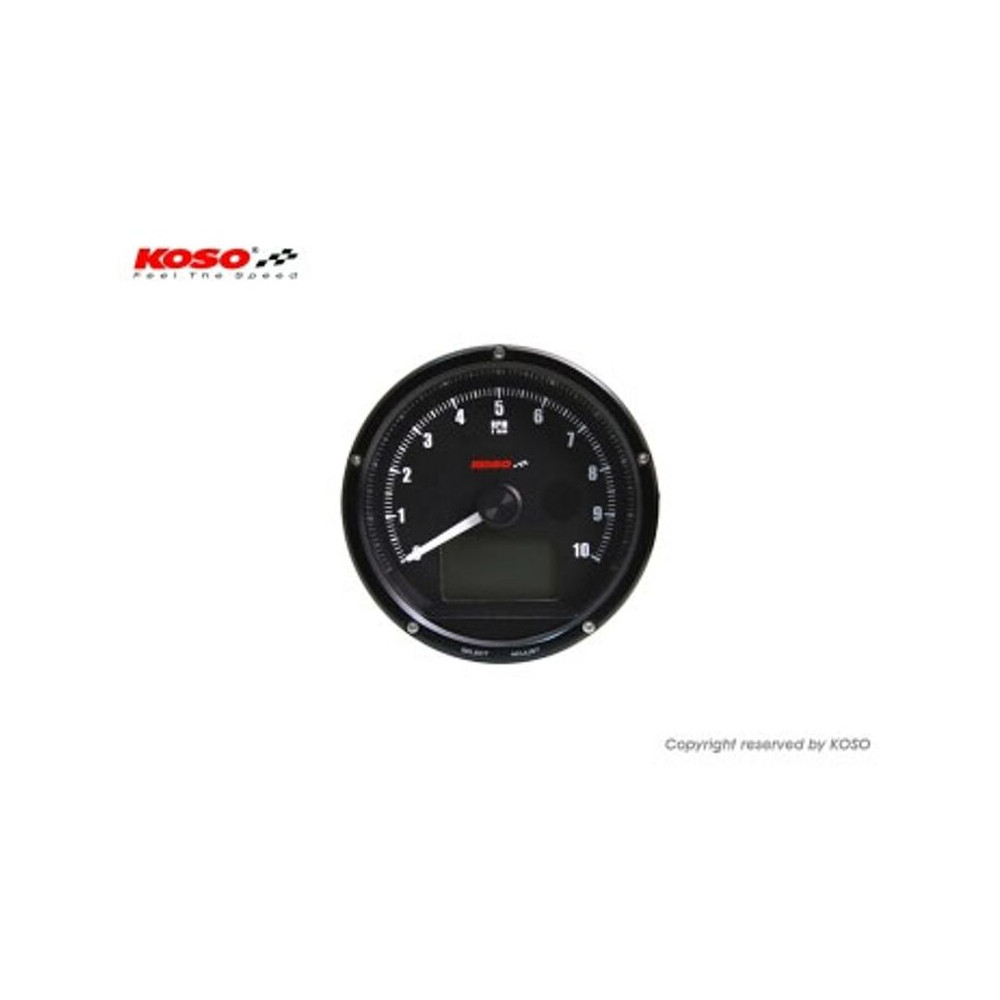 Tachymètre et compteur de vitesse KOSO Face noire max 10000 RPM // max 360km/h (avec shiftlight)
