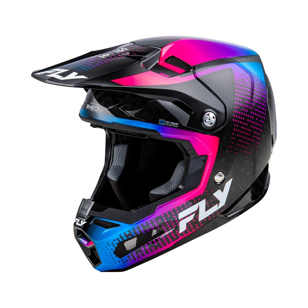 Casque FLY RACING Formula S Carbon Protocol - noir carbone/bleu/rose