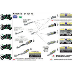 Echappement Arrow demi-ligne Racing Race-Tech Titane Ø60mm, Kawasaki ZX-10 R 2016-20