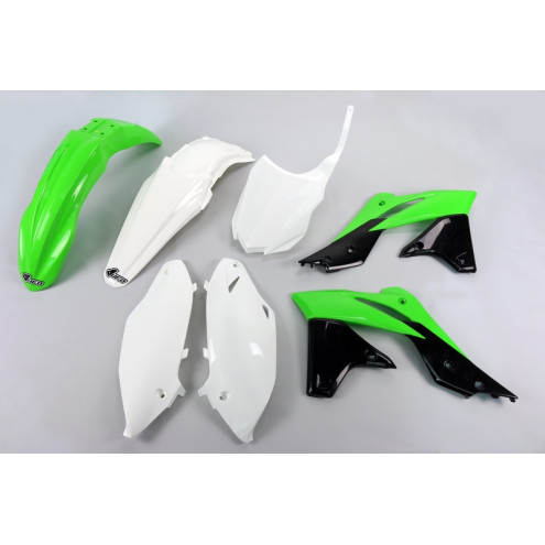Kit plastique UFO couleur origine (14-15) vert/blanc/noir Kawasaki KX 250 F 2013-16