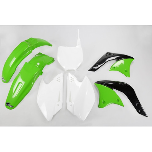 Kit plastique UFO couleur origine vert/blanc Kawasaki KX250F 06-08