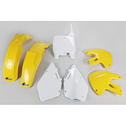 Kit plastique UFO couleur origine jaune/blanc Suzuki RM125/250