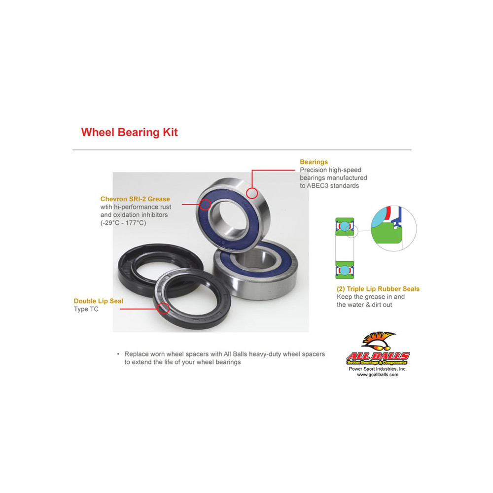 Kit roulements de roue arrière ALL BALLS Suzuki RG125/RGV125