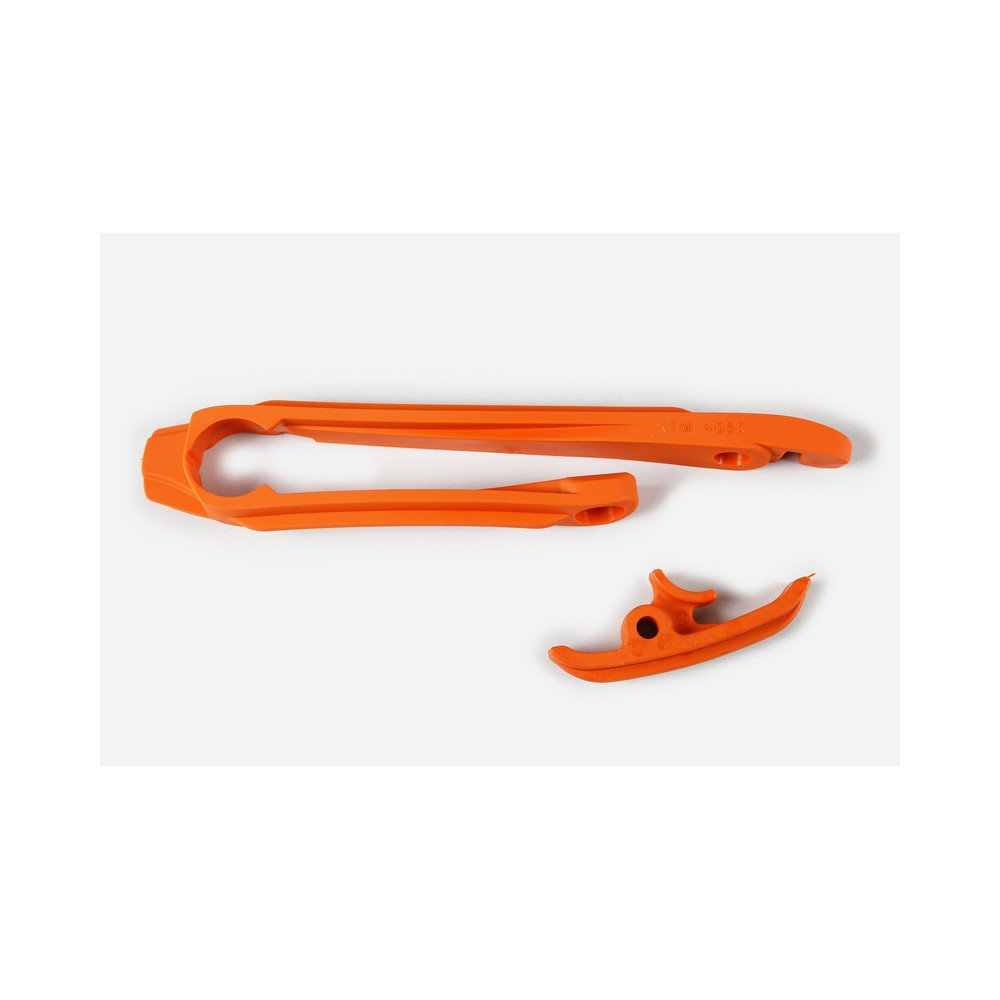 Kit patin de bras oscillant + patin de chaîne inférieur UFO orange KTM
