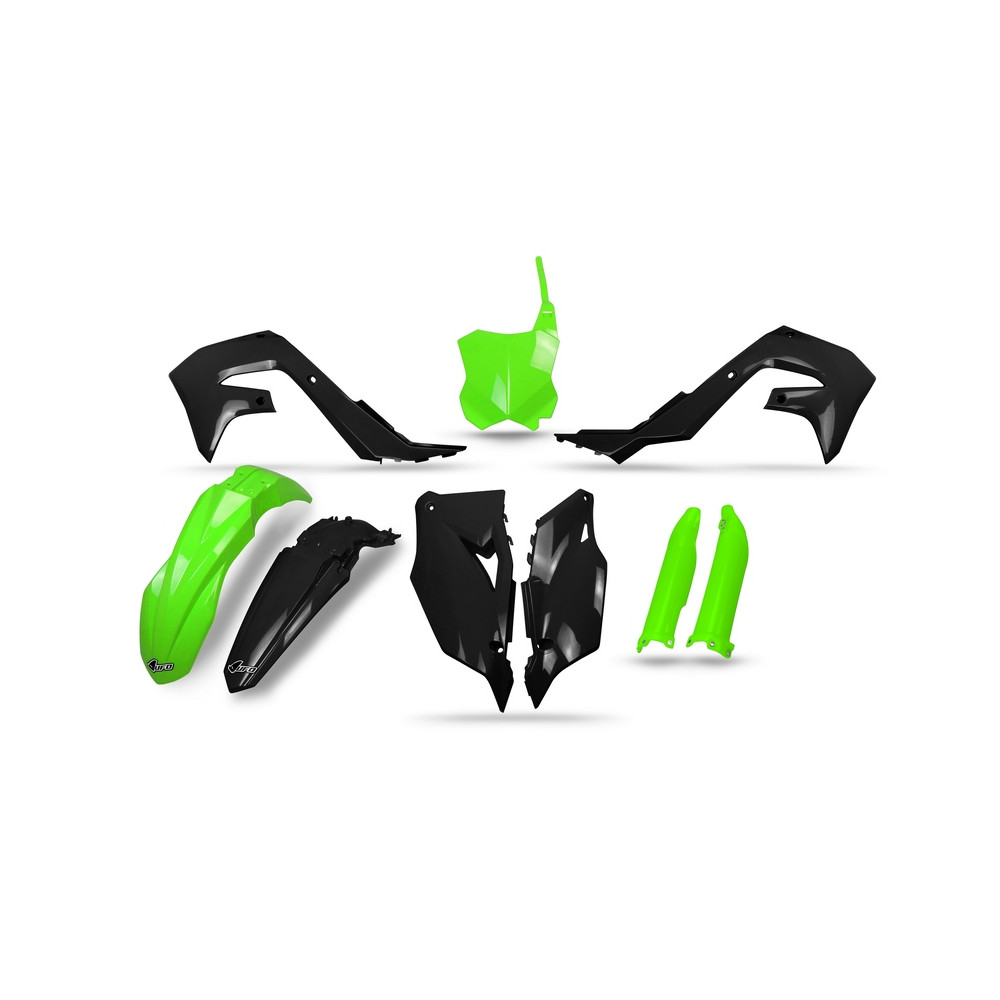 Kit plastiques UFO noir/vert fluo - Kawasaki