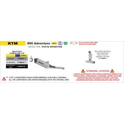 Raccord centrale Arrow Racing - Husqvarna 801 / KTM 790 / 890 ADV