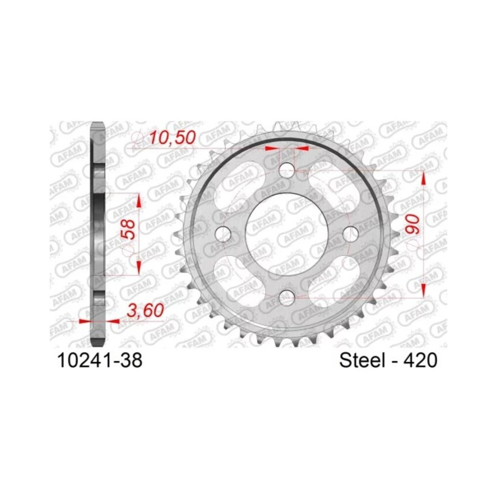 Couronne AFAM acier standard 10241 - 420 - 38 dents