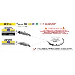 Echappement Arrow Indy Race Evo Noir embout carbone - Aprilia 660 Tuareg 2025