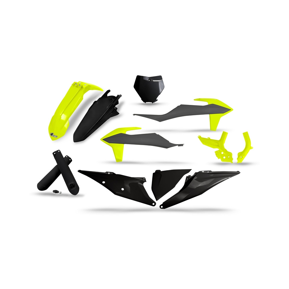 Kit plastiques UFO noir/gris/jaune fluo - KTM