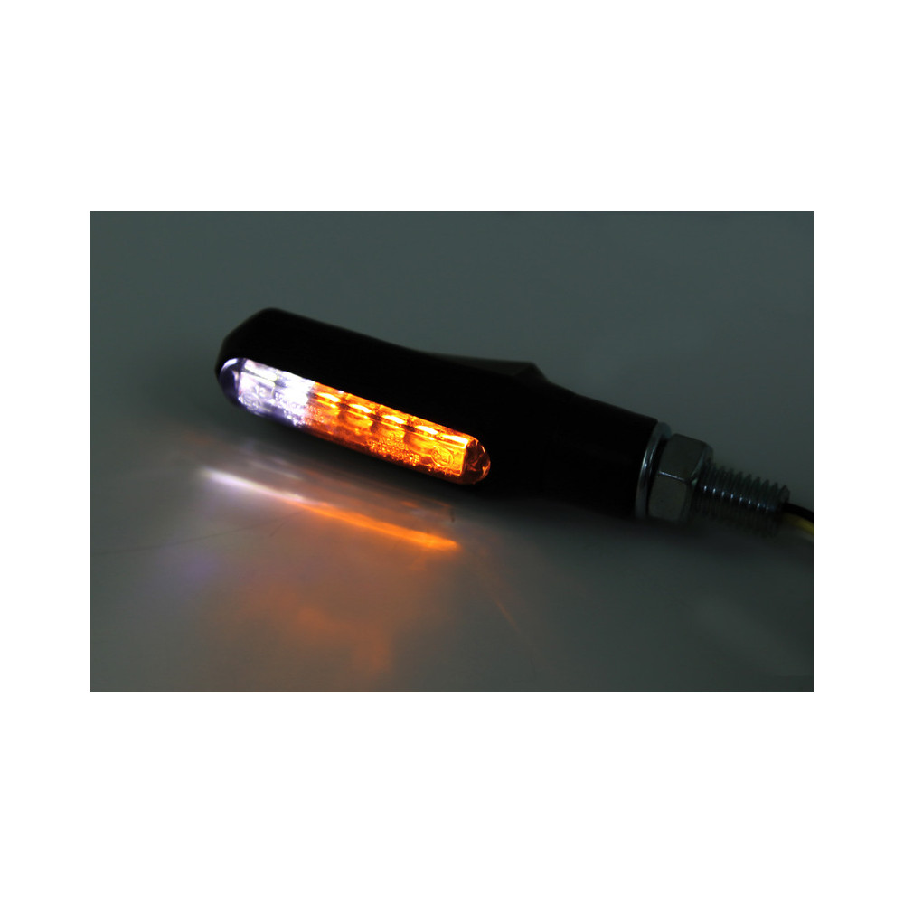 Clignotant/feu de position LED HIGHSIDER smart Shorty Fin 2en1 homologué - verre fumé - la paire