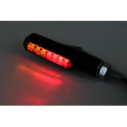 Feu arrière/clignotant LED HIGHSIDER smart Shorty Fin 3en1 homologué - verre fumé - la paire
