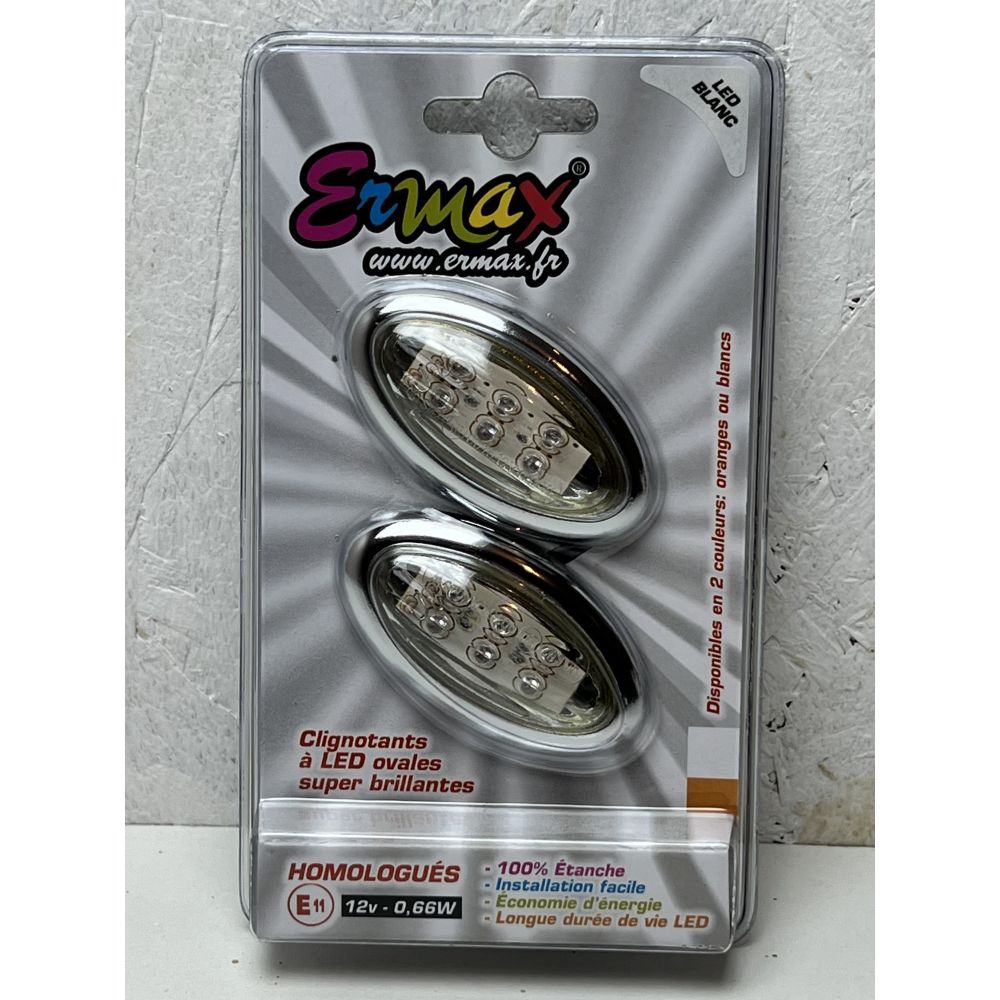 Clignotant Ermax N°5 ovale chromé à led blanc