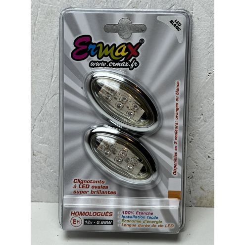 Clignotant Ermax N°5 ovale chromé à led blanc