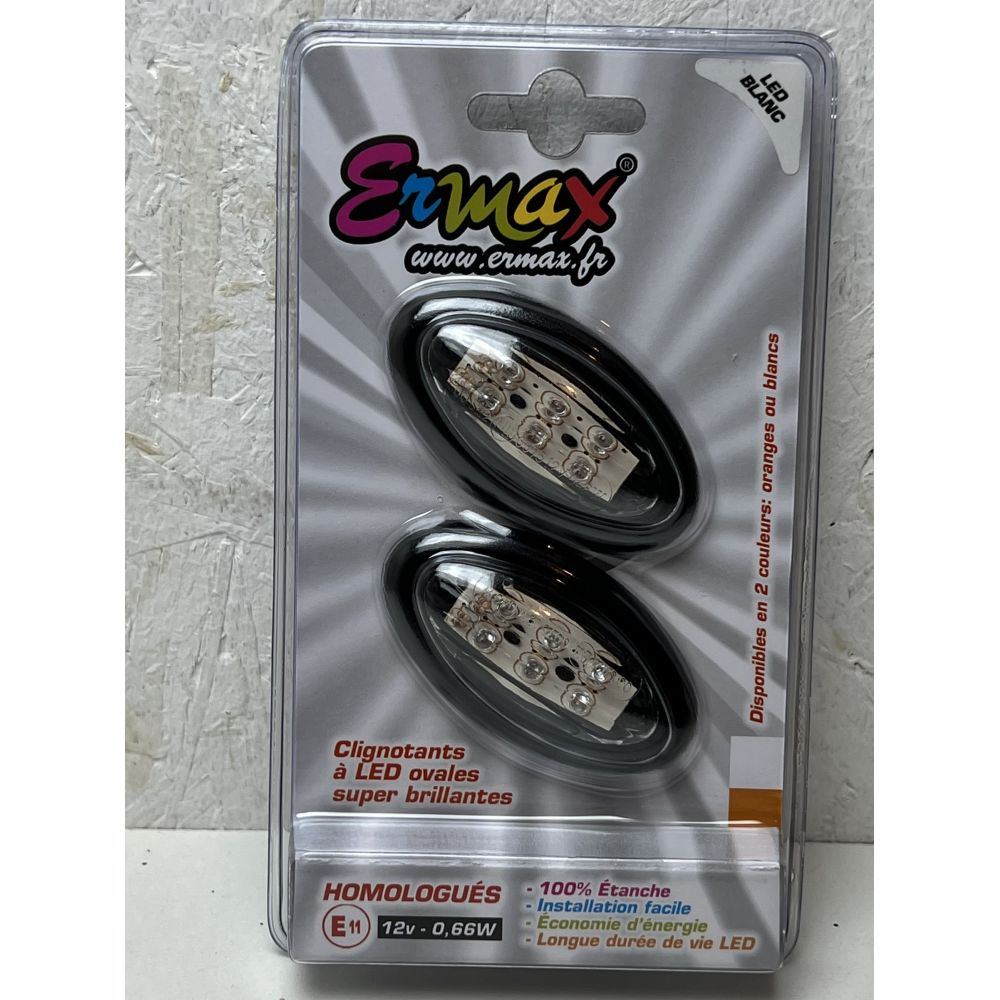 Clignotant Ermax N°5 ovale noir à led blanc