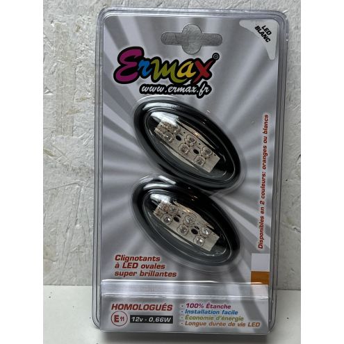 Clignotant Ermax N°5 ovale noir à led blanc