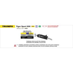 Silencieux Arrow Indy Race Alu noir - Triumph 800 Tiger Sport 2025