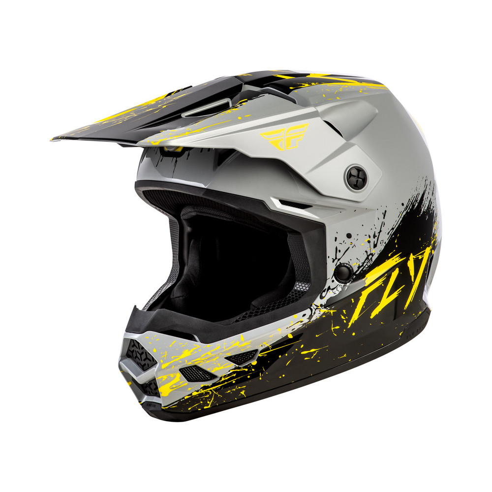 Casque enfant FLY RACING Kinetic Drip - gris/noir/jaune