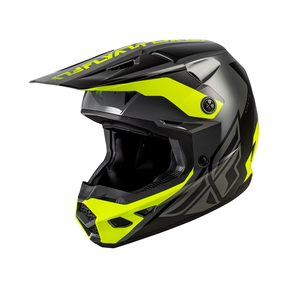 Casque FLY RACING Kinetic Crest - gris/noir/jaune fluo
