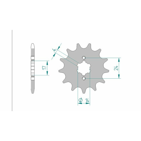 Pignon AFAM acier standard - 13 dents
