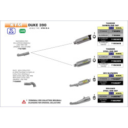 Echappement Arrow Pro-Race Inox, KTM DUKE 125 et 390 2017-20