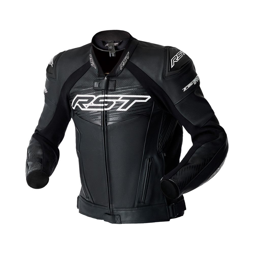 Veste RST Tractech Evo D3O cuir - noir/blanc