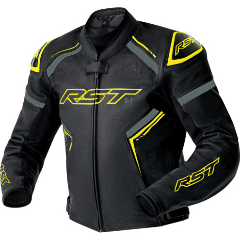 Veste RST S1 D3O cuir - noir/jaune fluo