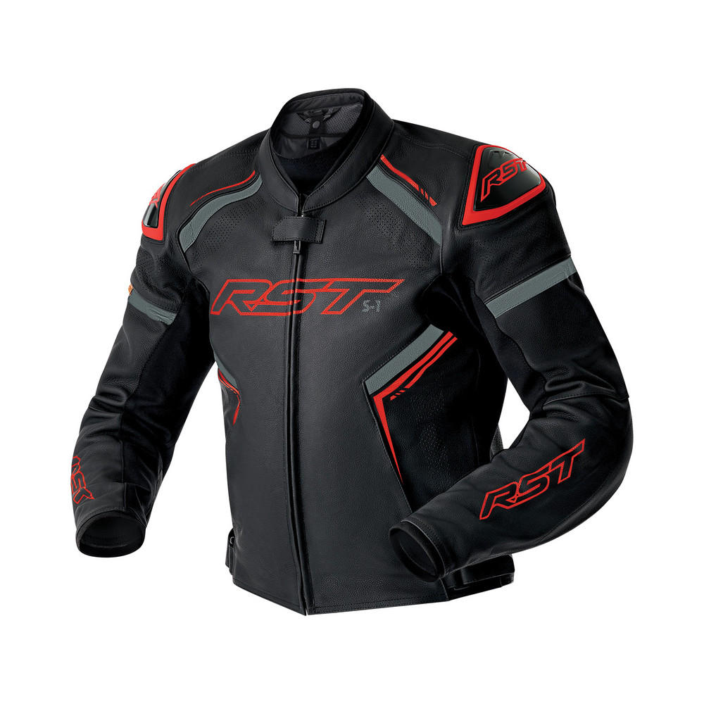 Veste RST S1 D3O cuir - noir/rouge
