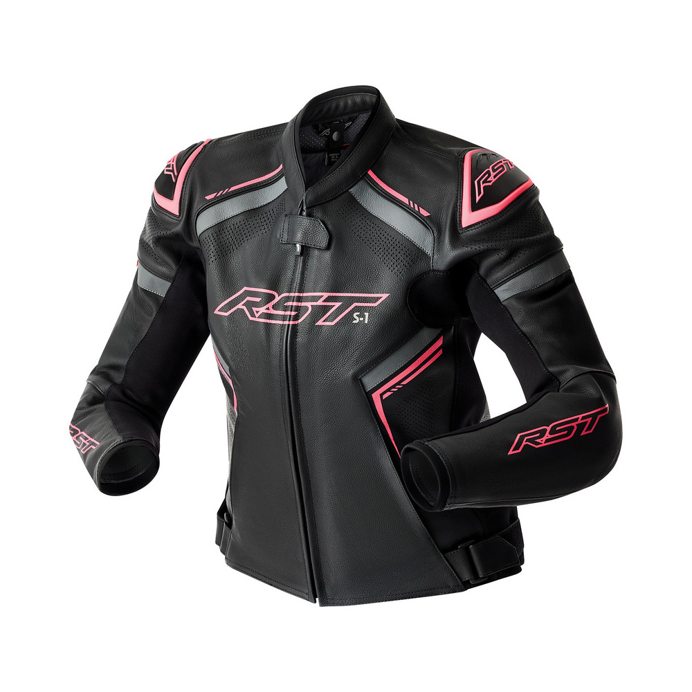 Veste femme RST S1 D3O cuir - noir/rose