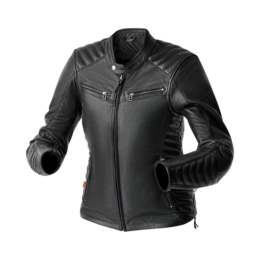 Veste femme RST Roadster Air D3O cuir - noir